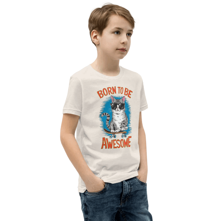 Cool Cat Skateboarder Youth T-Shirt For Kids product image (6)