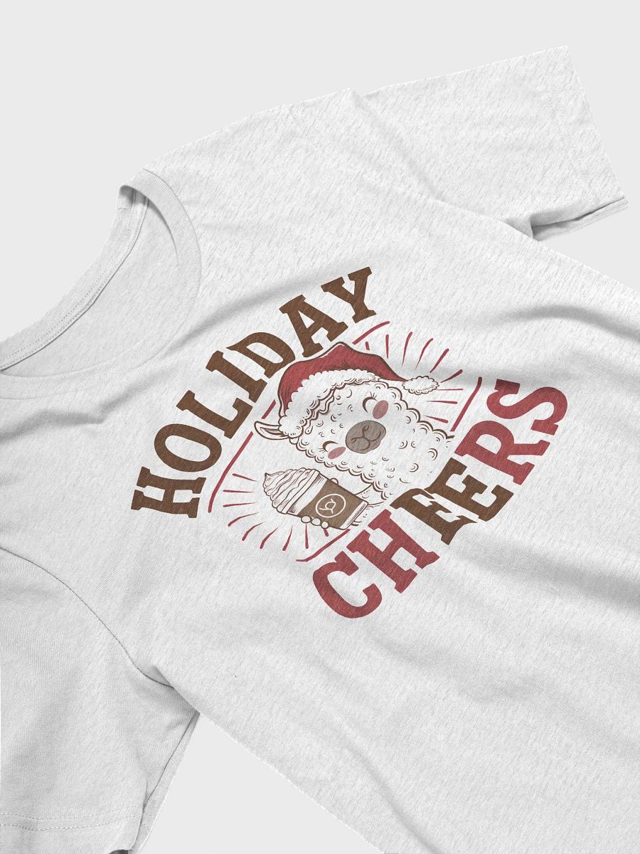 “HOLIDAY CHEERS” t-shirt, Holiday-themed t-shirt, Cheerful llama graphic, Santa hat design, Perfect for spreading joy, Unique gifts for llama lovers, Good vibes clothing, gift idea for holiday season product image (3)
