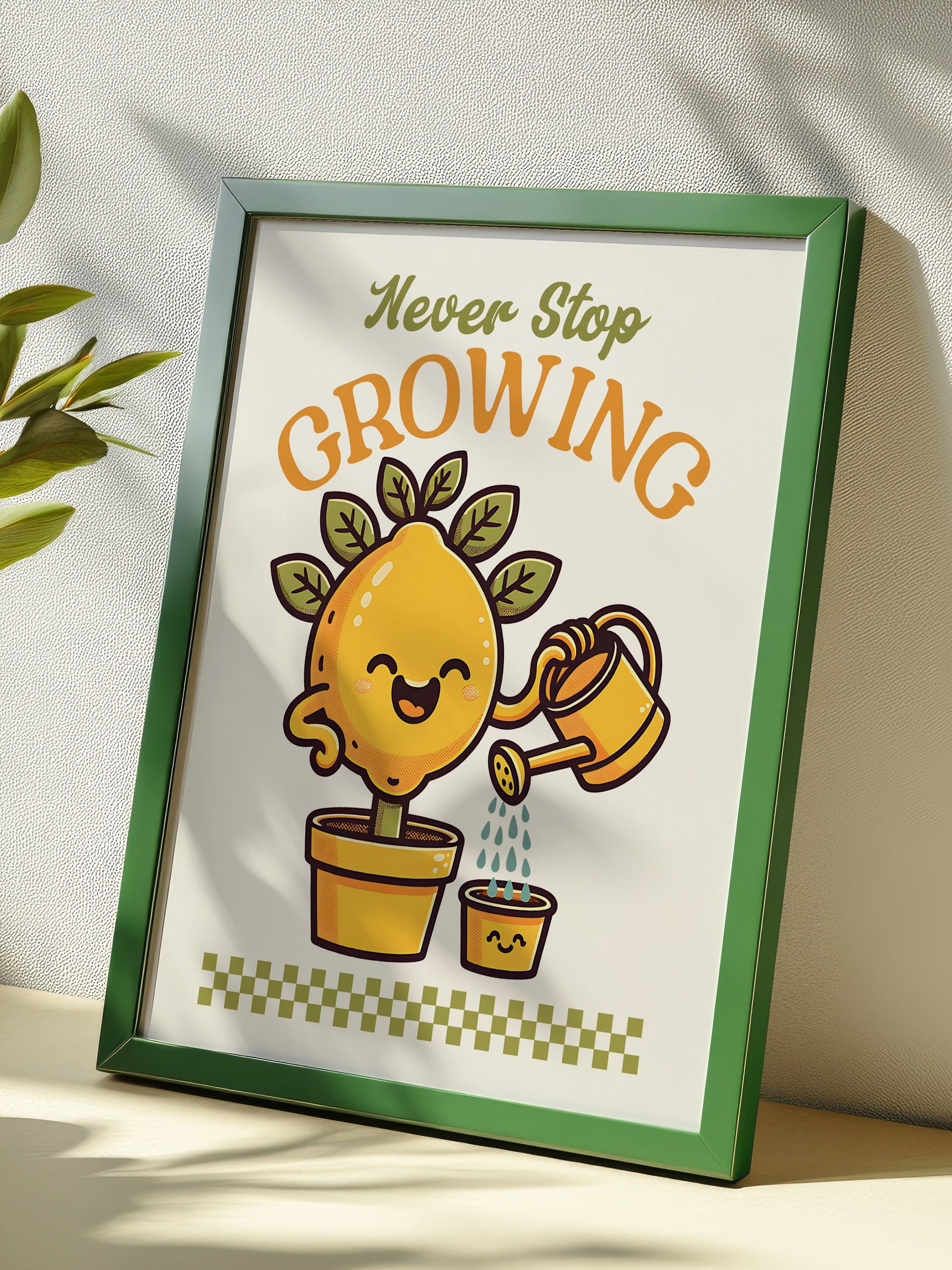 Never Stop Growing Lemon Tree Mascot Inspirational Retro Art Print product image (2)