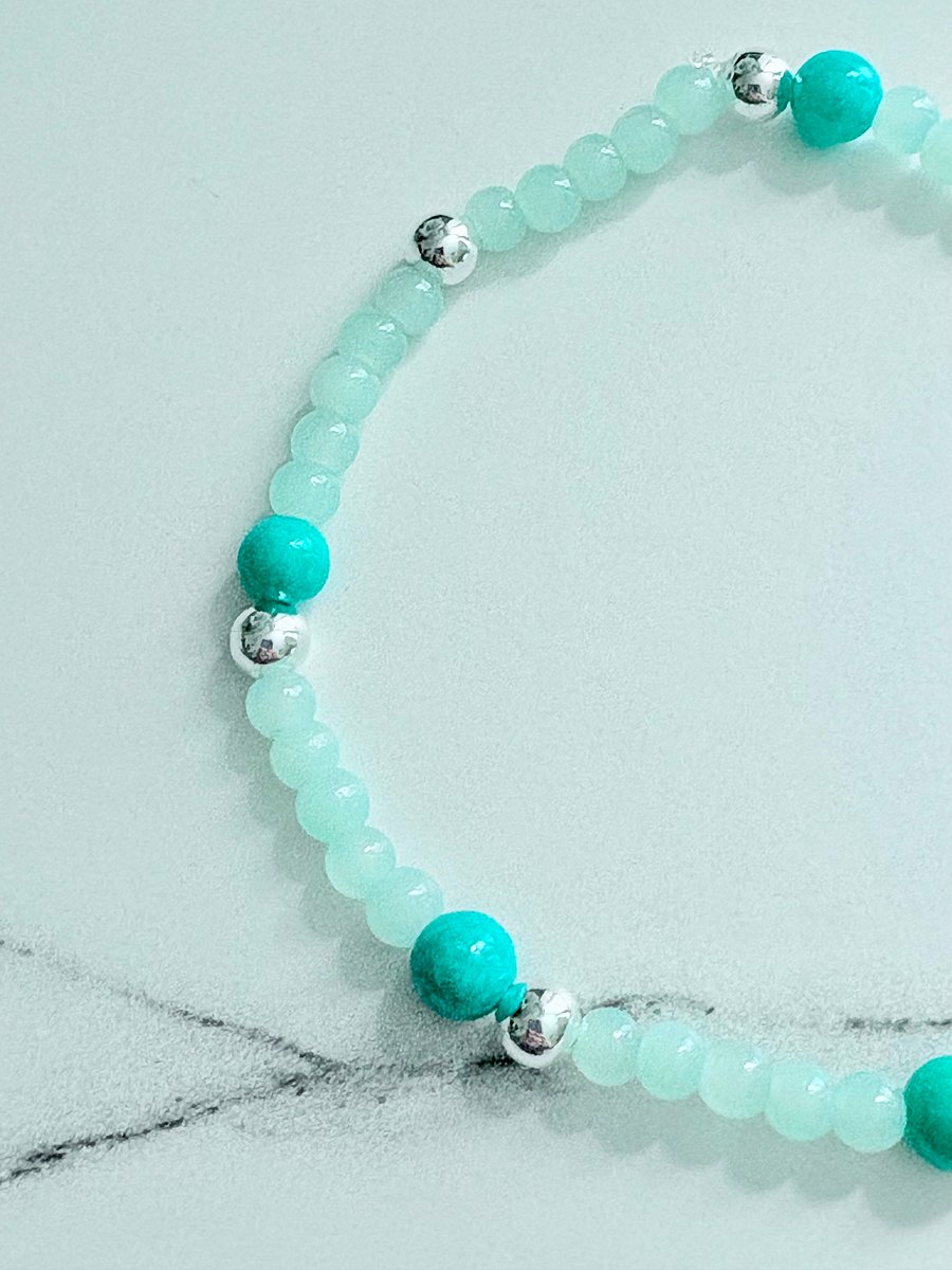 Handmade 8" Turquoise Bead Stretch Bracelet | Coastal Charm Jewelry by Monique Faella Designs™ | MFD-00169 product image (3)