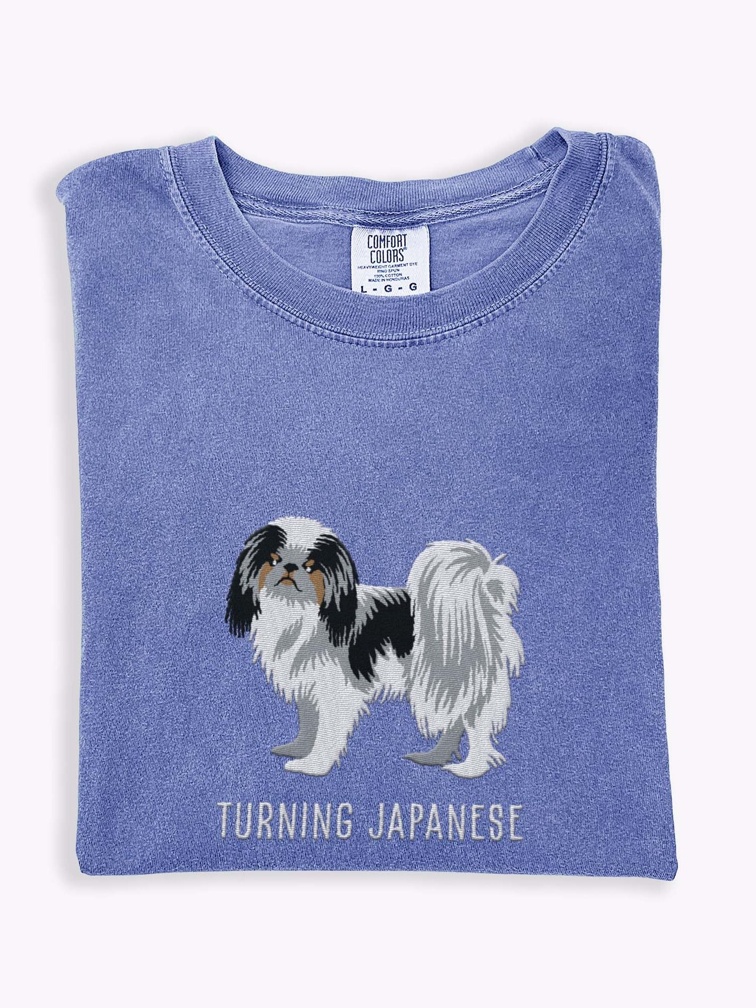 Turning Japanese T-Shirt(Embroidered) of a Japanese Chin(Tricolor) product image (1)
