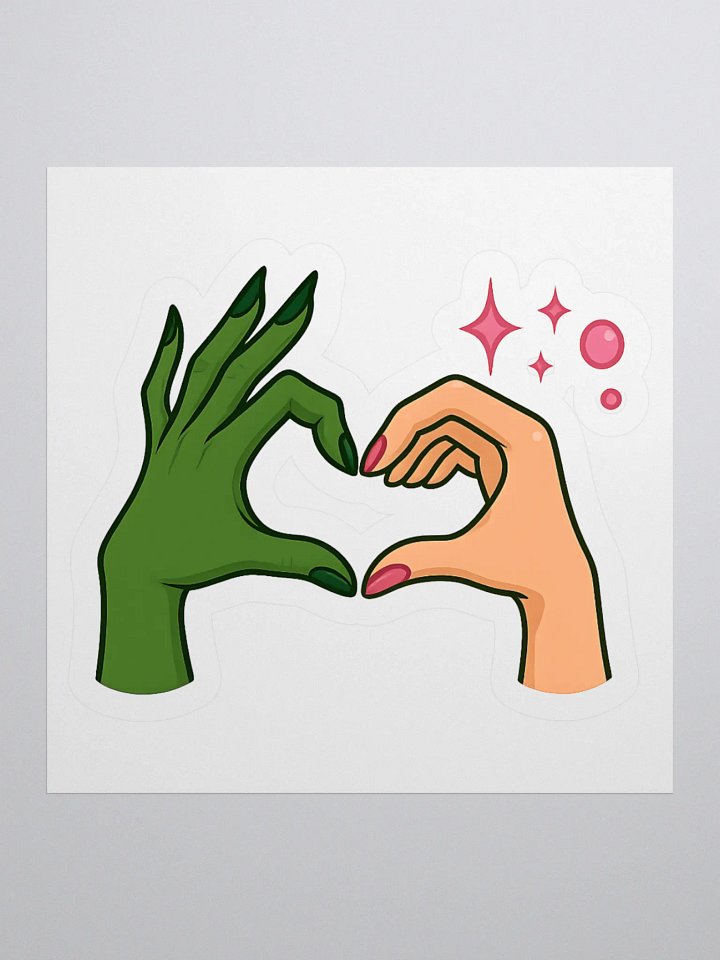 Wicked Musical Sticker – Elphaba & Glinda Heart Hands – Cute Broadway Laptop Decal product image (1)