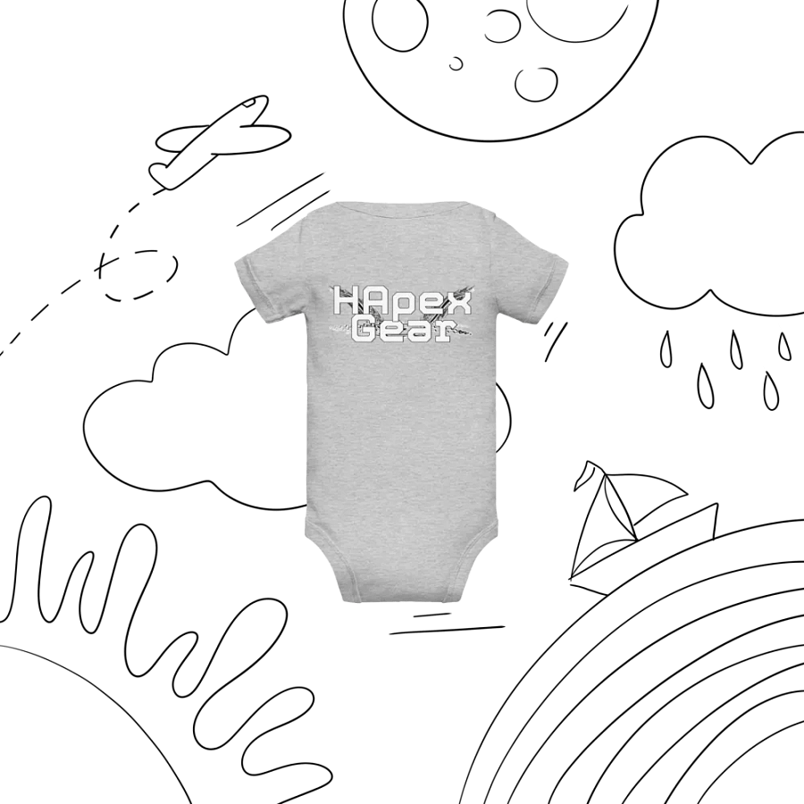 Baby Short Sleeve One Piece - Embroidered - White HApex Gear Black Logo product image (8)