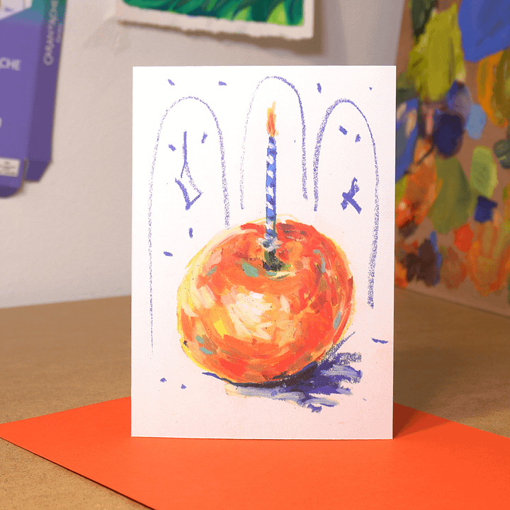Tangerine with candle Postcard product image (1)