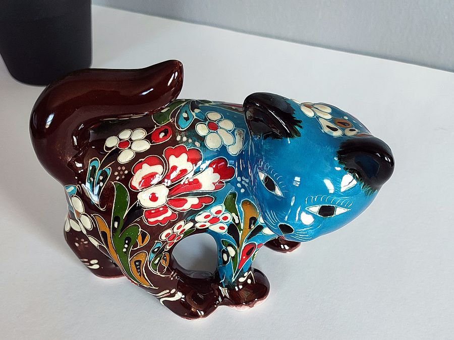 Ceramic handmade cat, Turkish decor (Blue) — handmade pottery product image (5)