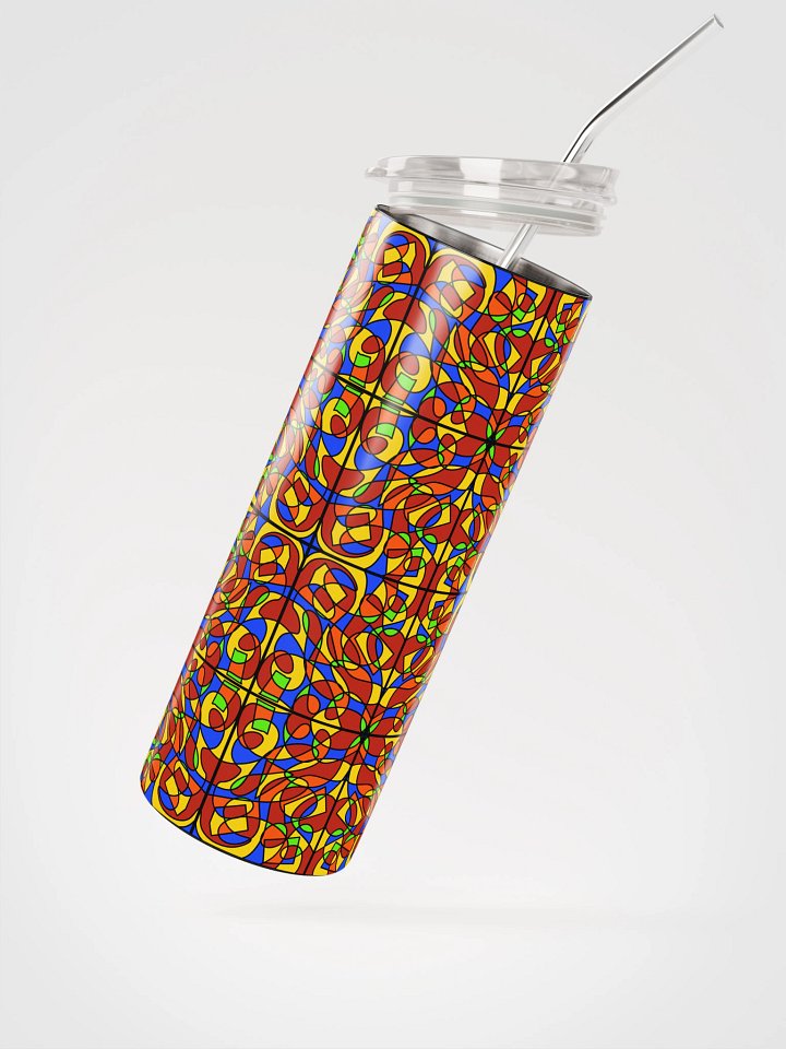 Orange Stained Glass – Colorful Orange Pattern Stainless Steel Tumbler product image (2)
