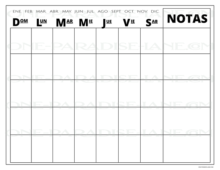 Calendario Mensual Sin Fecha | Hoja Imprimible en PDF para Planificación Personal product image (1)