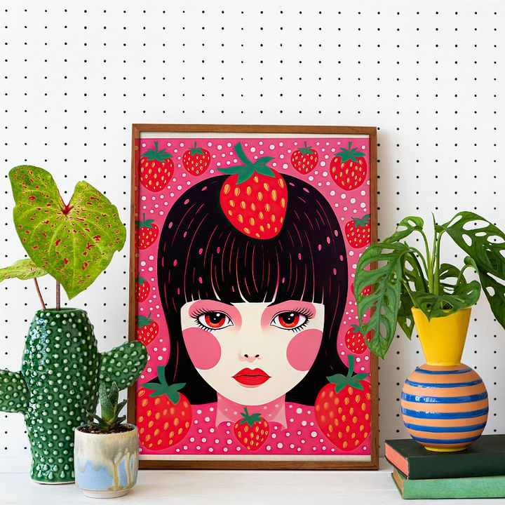 Yayoi Kusama Strawberry Girl Maximalist Art Print product image (18)
