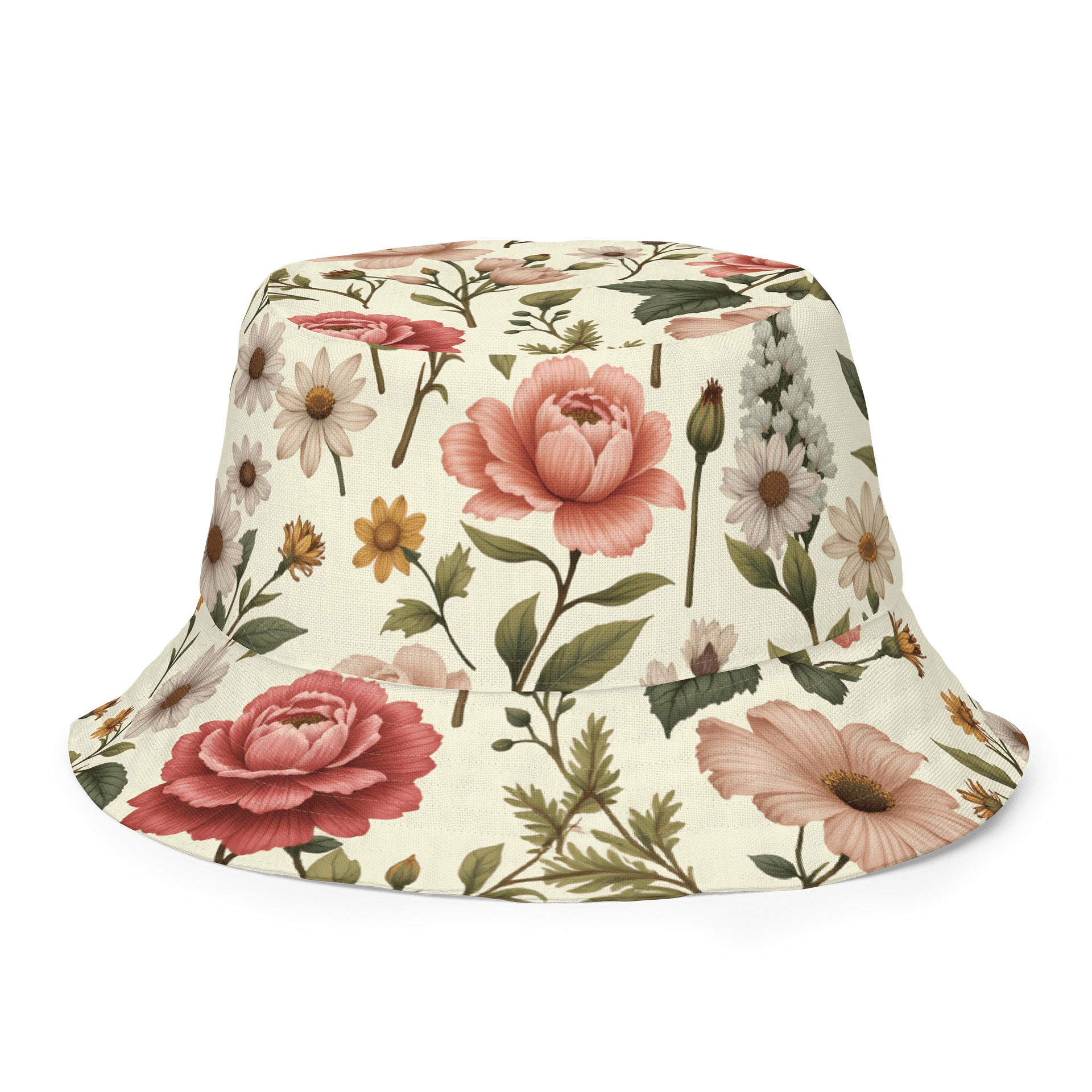 Vintage Romance Reversible Floral Bucket Hat – Rose & Peach Interior product image (1)