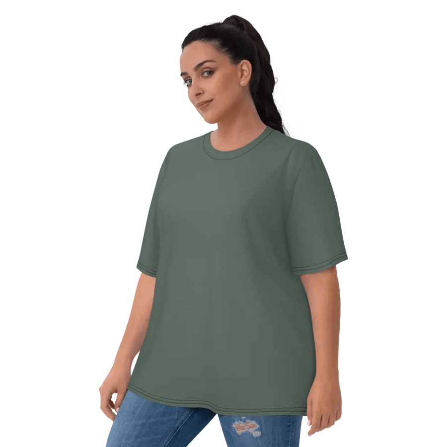 Plain Dark Sage Green Soft Summer Women's Crewneck Polyester Heavyweight Premium T-Shirt by Treasure Pie product image (6)