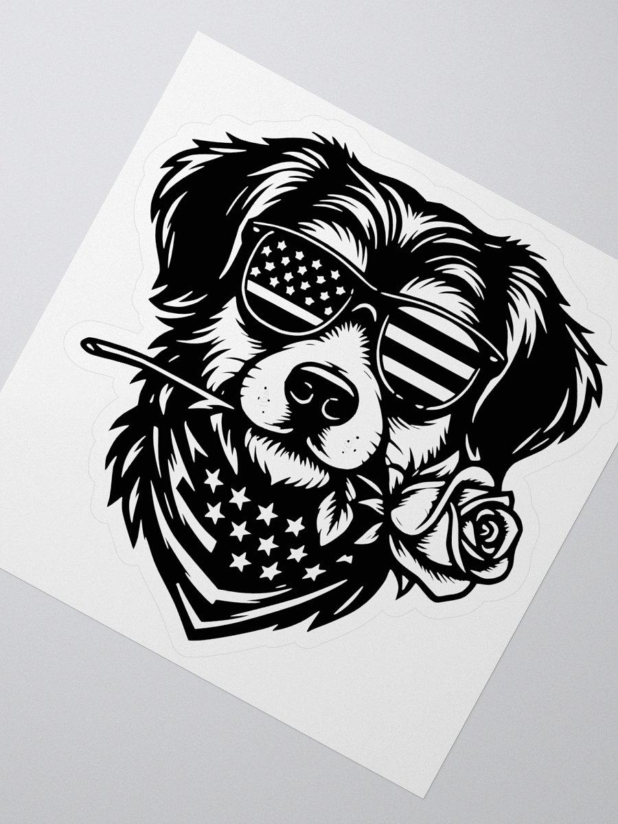 Cool Patriotic Dog Wearing Sunglasses & Rose | Border Collie Sticker product image (2)