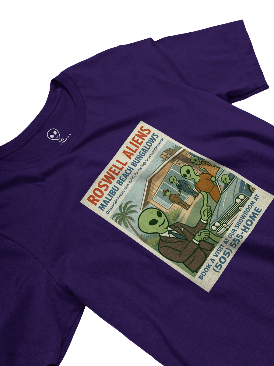 Malibu Beach Bungalows 1950's Roswell Aliens Retro Poster Unisex T-Shirt product image (23)