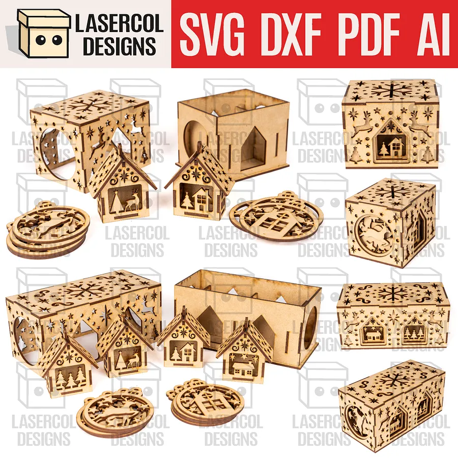 Christmas Ornaments Boxes - Laser Cut Files product image (1)