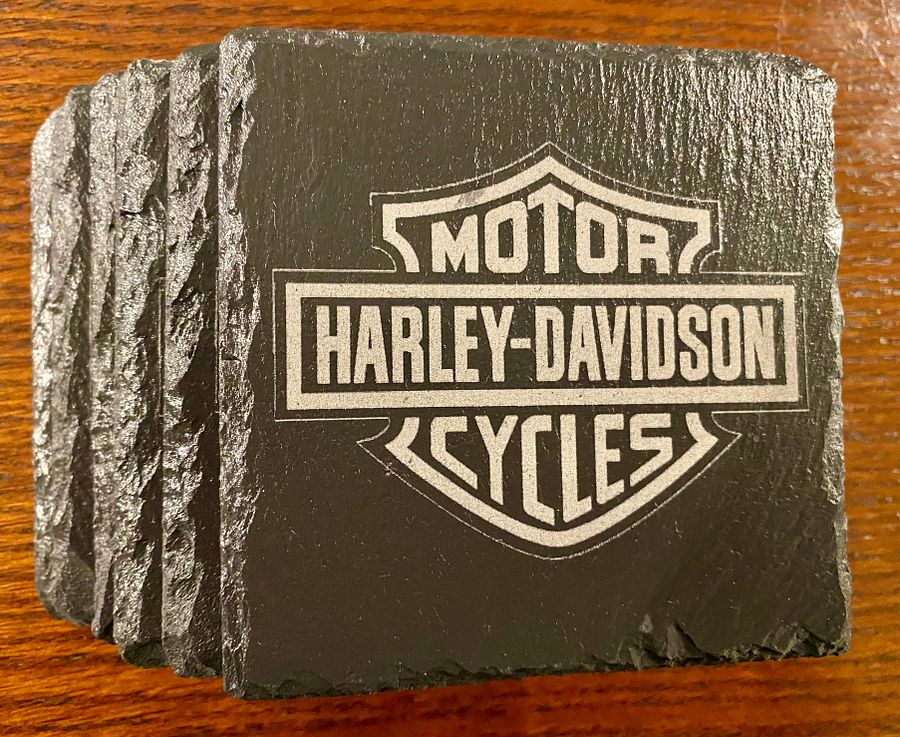 Harley-Davidson Logo Slate Coasters - Set of 6 Custom Laser Engraved product image (2)