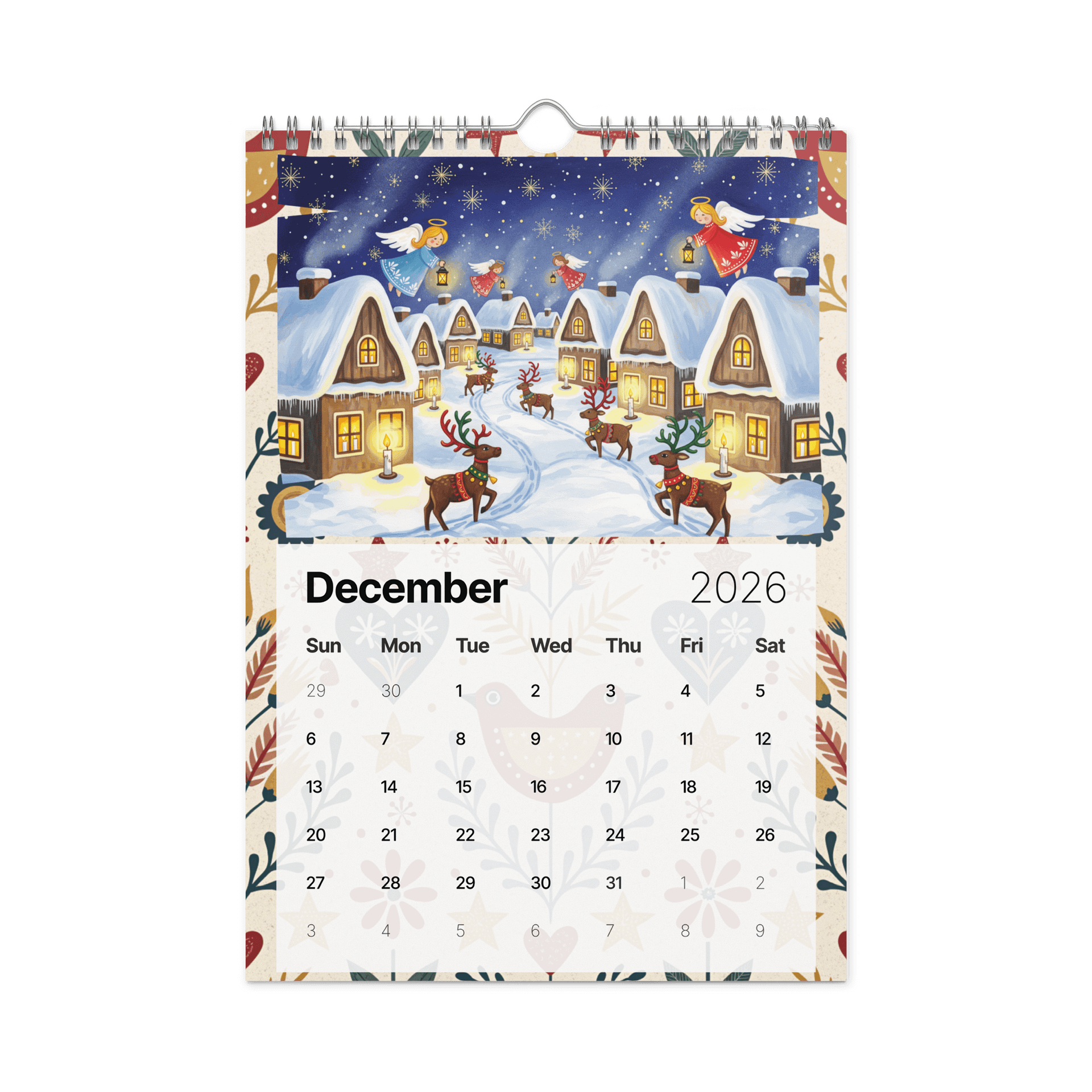Folk Art Wall Calendar 2026 – A Year of Whimsical Traditions and Timeless Beauty product image (4)