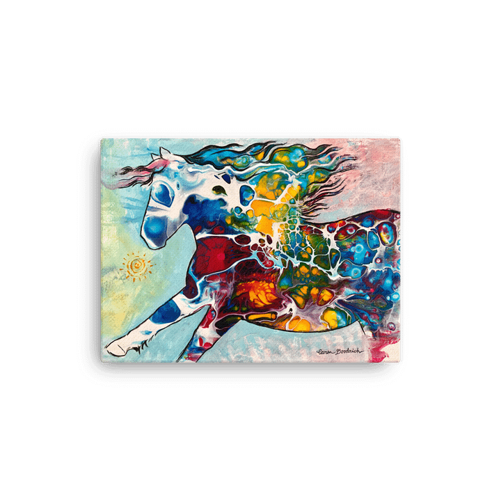 Vibrant Pour Painting Horse Canvas Print by Caren Goodrich product image (1)