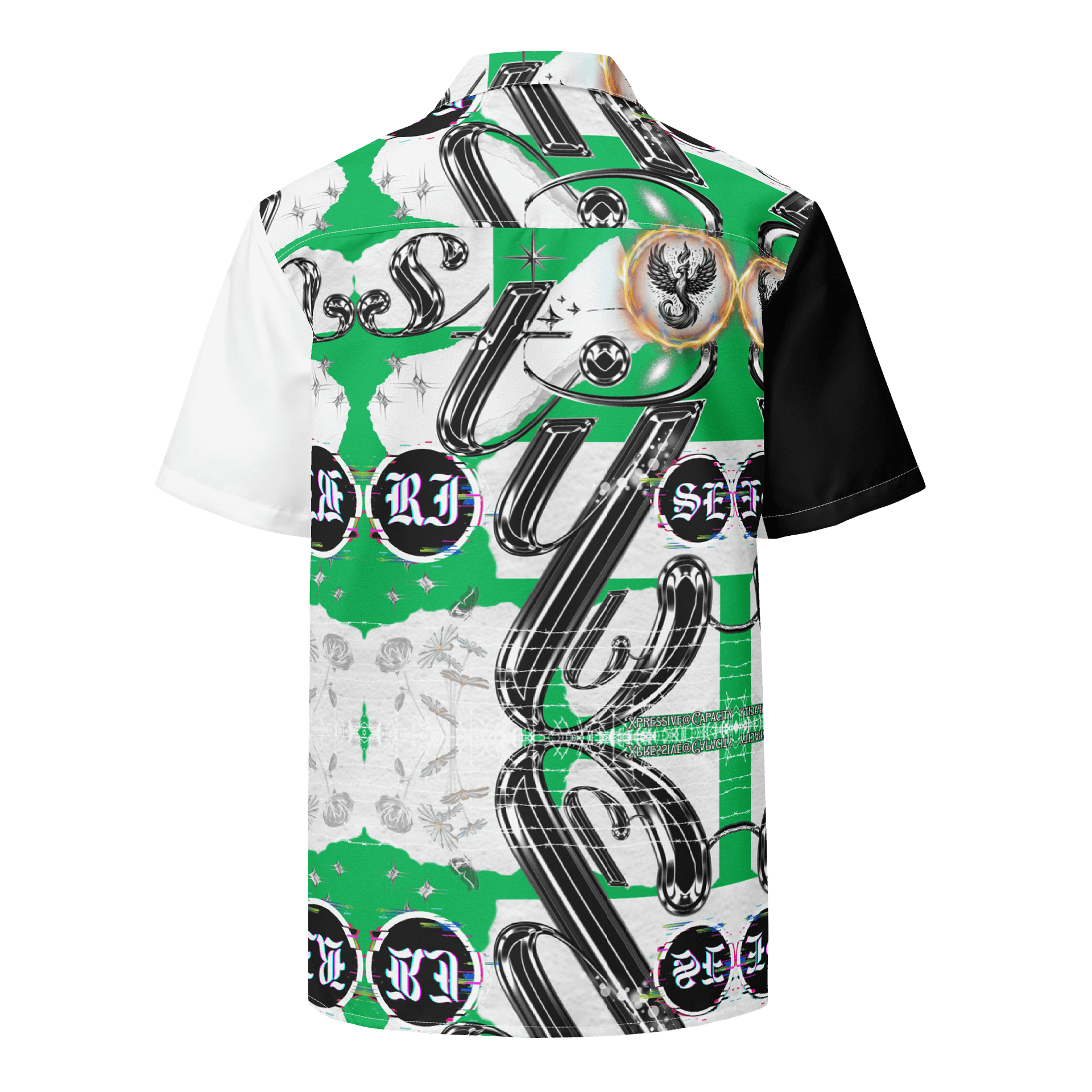 XPRESSIVE @ CAPACITY LADY LUCK GREEN METALLIC PHOENIX BUTTON DOWN product image (2)