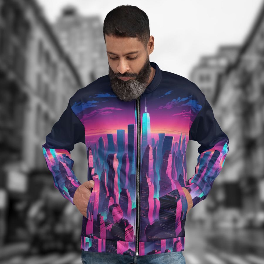 Vaporwave New York City Bomber Jacket product image (7)