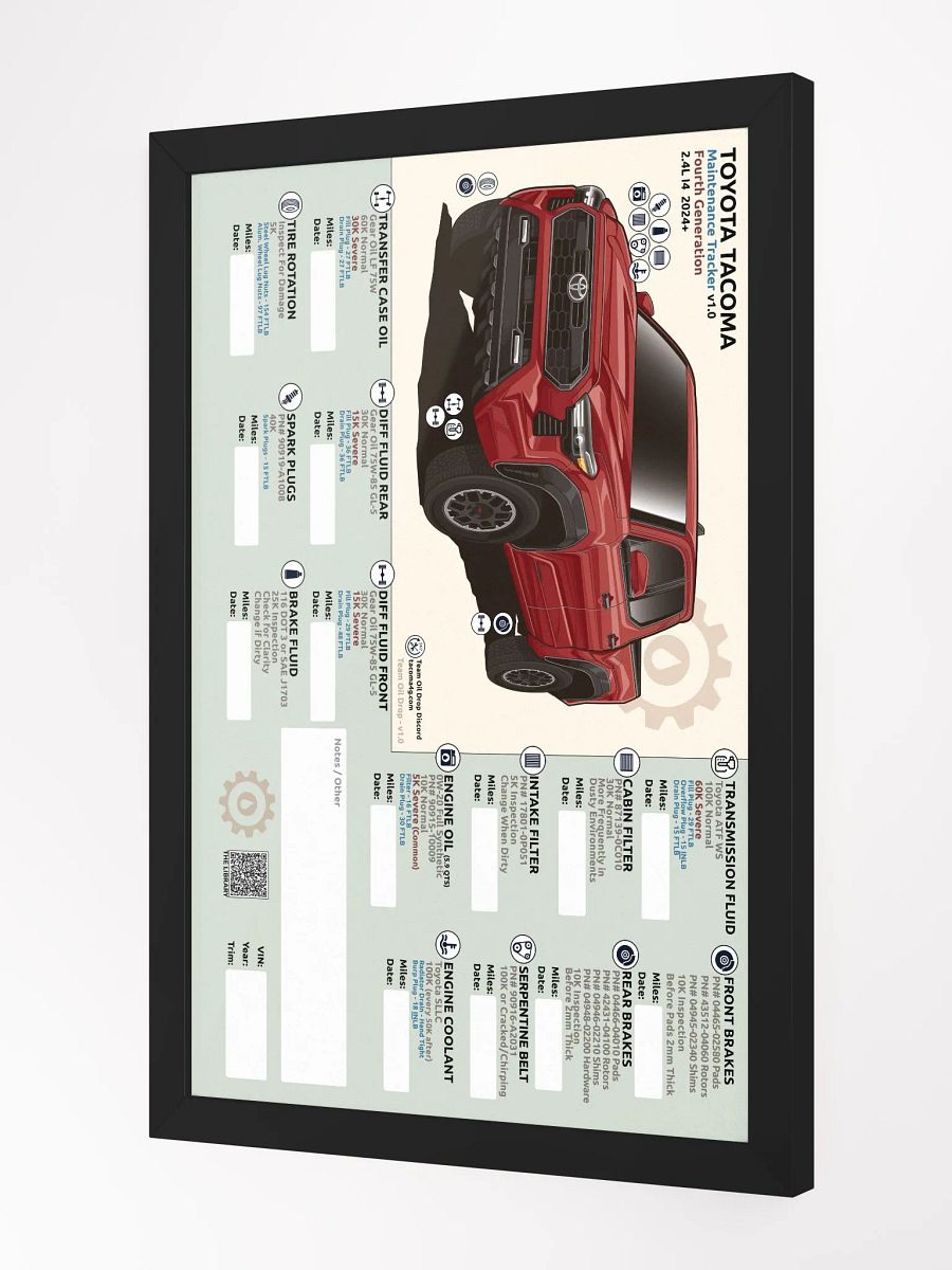 4TH GEN MAINTENANCE TRACKER V1.0 - Red (FRAMED) product image (3)