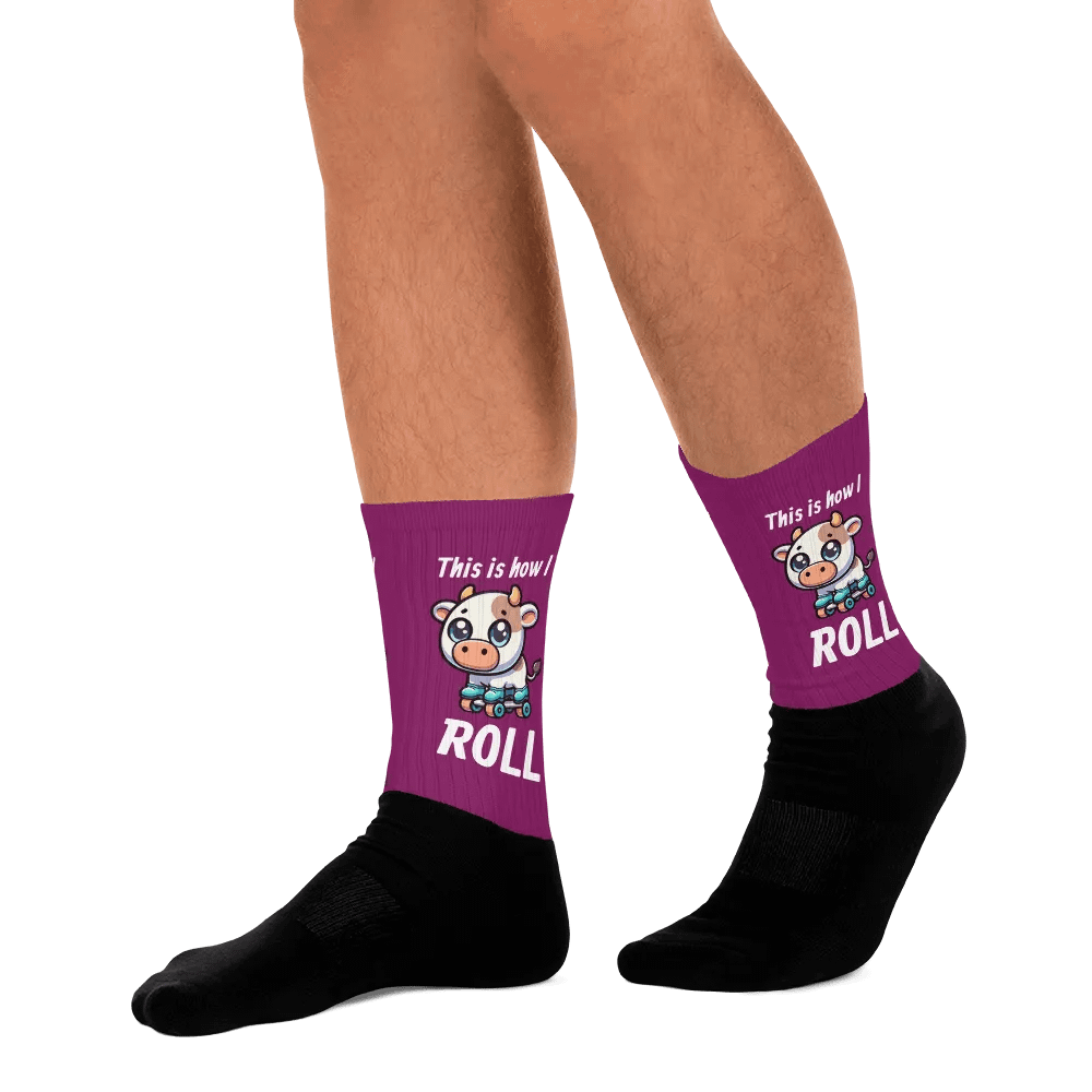 Rollerblading Cow Funny Socks product image (11)