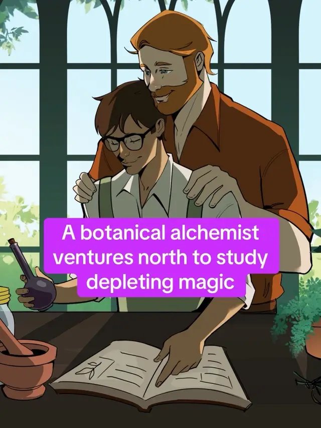 Looking for queer characters with Studio Ghibli vibes? Why not try Mosswood Apothecary by JP Rindfleisch IX? Rowan Mosswood just graduated Flamel University with a degree in Botanical Alchemy.  His first job?  Leaving everything behind to study why magic is waning in the far north. At least it’ll pay off his debts. But what did he get himself into, and what’s with this hunky handyman…oh and not to mention the weird shadow ferret following him around. If you want queer found family vibes with magic and joy, then Mosswood Apothecary is for you. #cozyfantasy #fantasybooks #queerbook #romantasy #booktok 