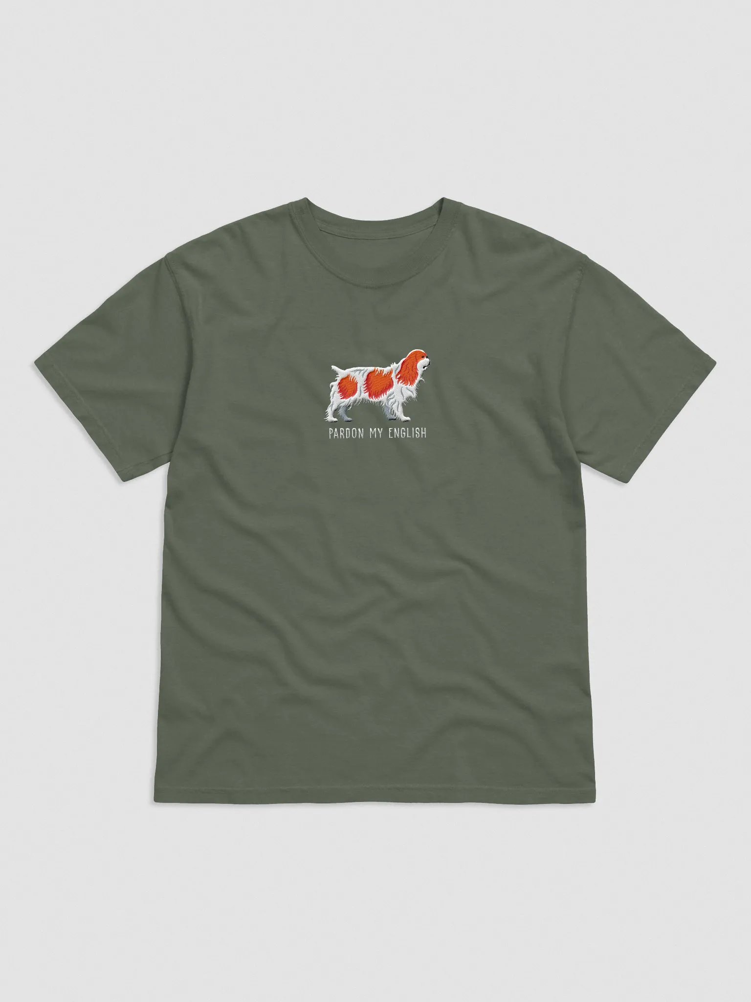 Pardon My English T-Shirt(Embroidered) of an English Toy Spaniel(Blenheim) product image (4)