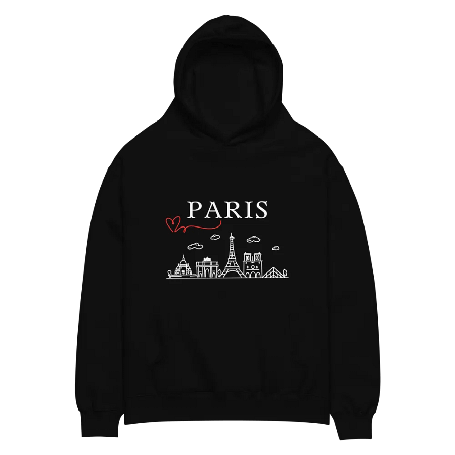 Love Paris with Monuments Unisex Oversized Hoodie | White Ink product image (3)