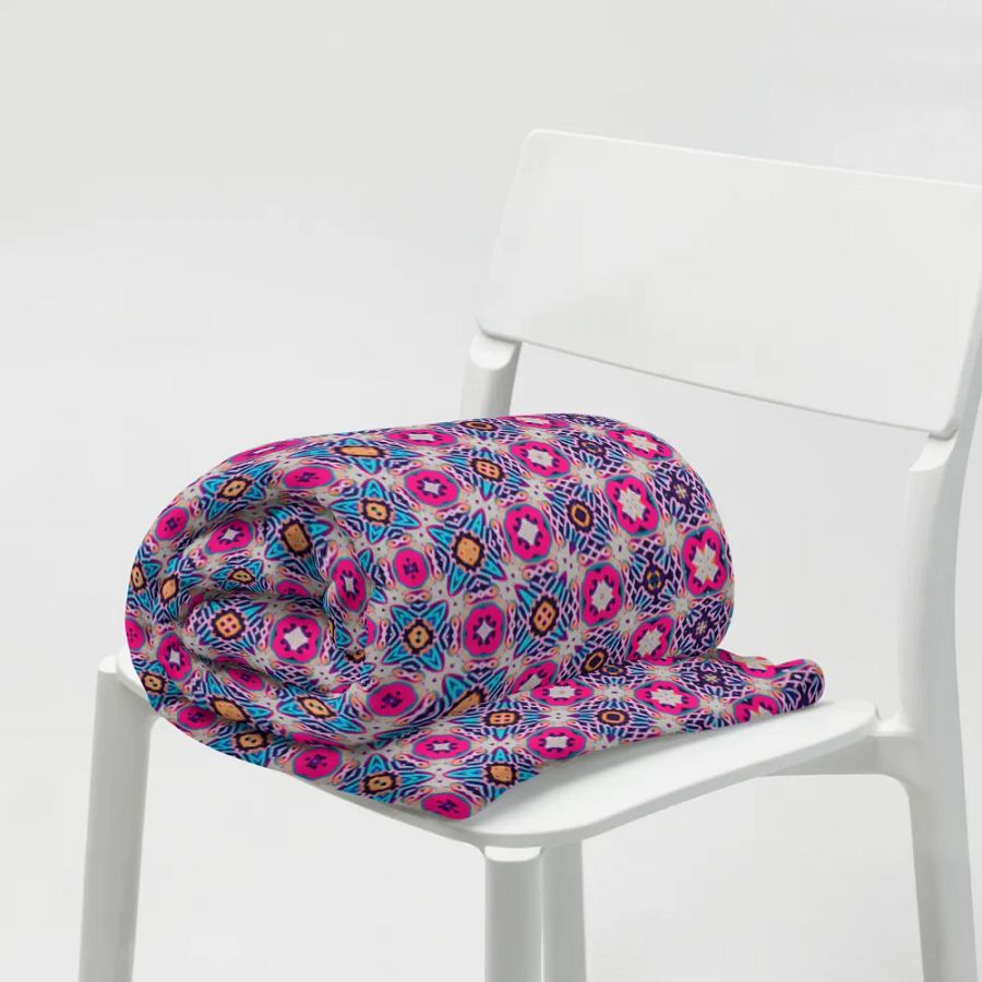Bloom & Glow Throw Blanket – Colorful Crosses, Circles, and Flowers product image (10)