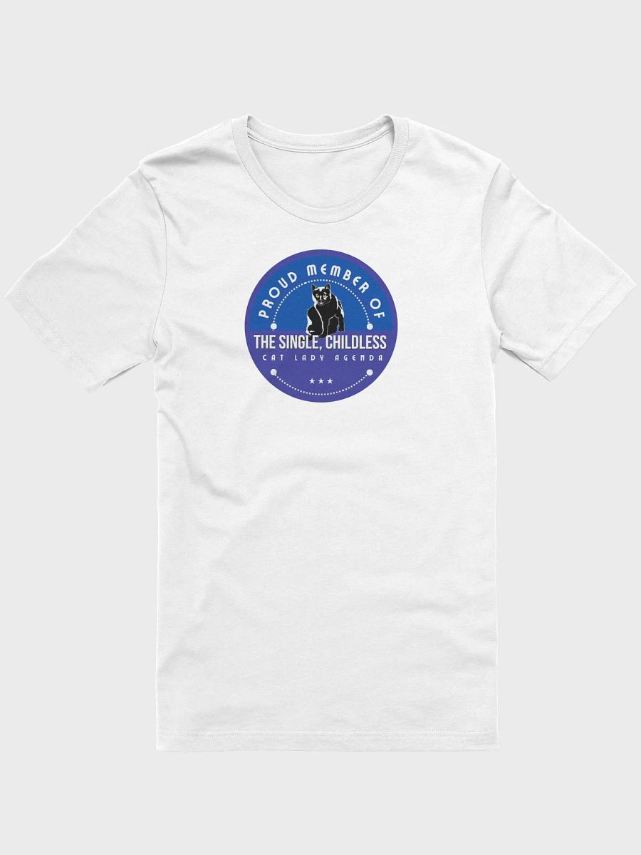 The Single, Childless, Cat Lady Agenda blue logo: T-Shirt product image (4)