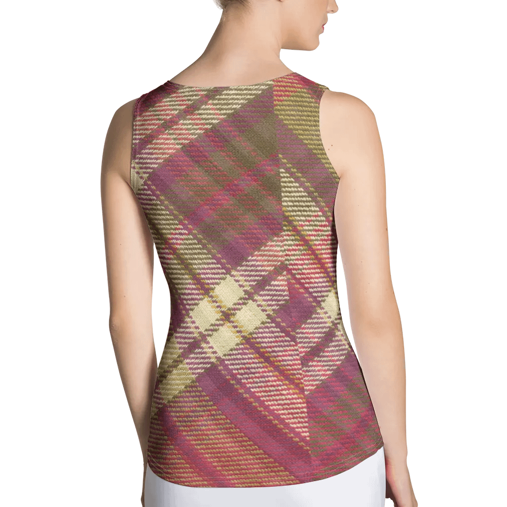 ALL-OVER PRINT RED YELLOW AND GREEN CHECKERED PATTERN VINTAGE CHECKERED WOMEN'S TANK TOP product image (2)