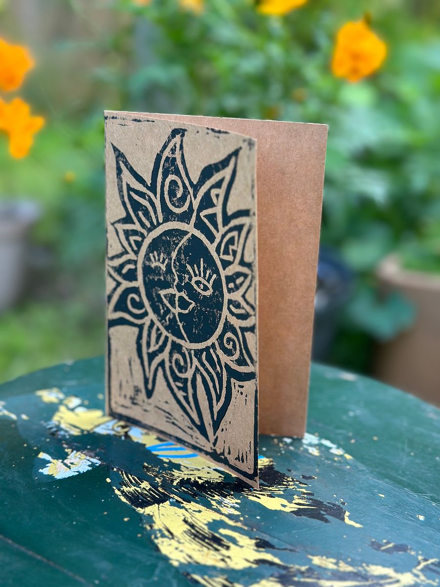 Sun & Moon Block Print Greeting Card (Blank) product image (4)