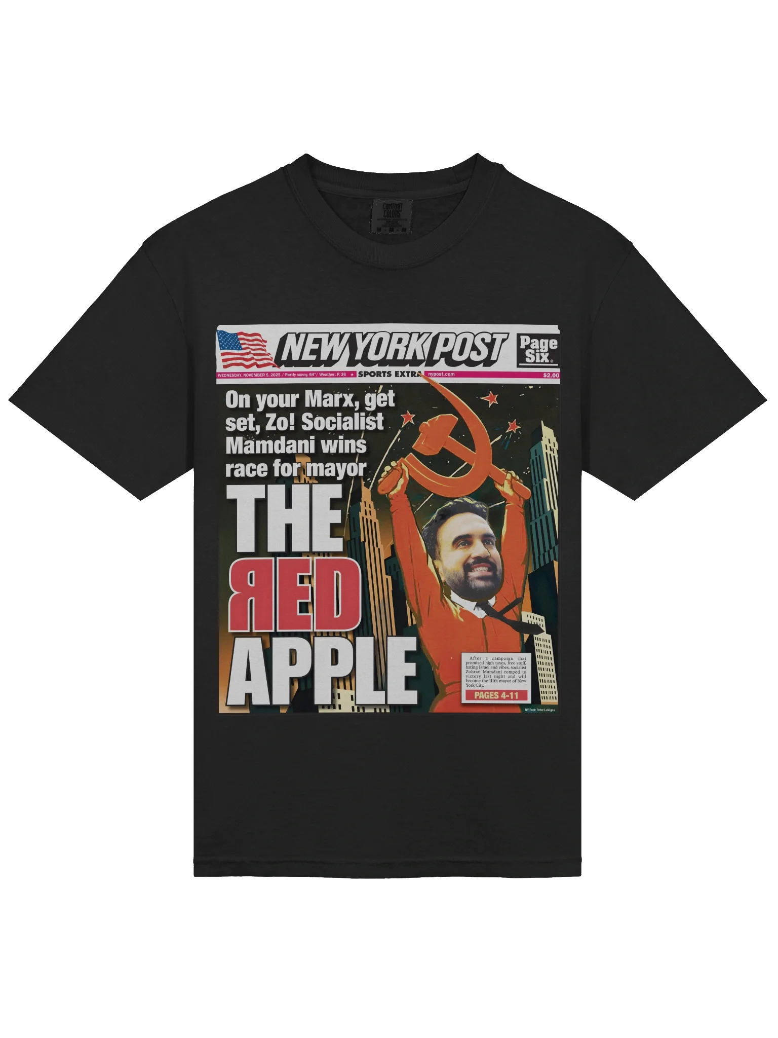The Red Apple New York Post Zohran Mamdani T-shirt product image (2)