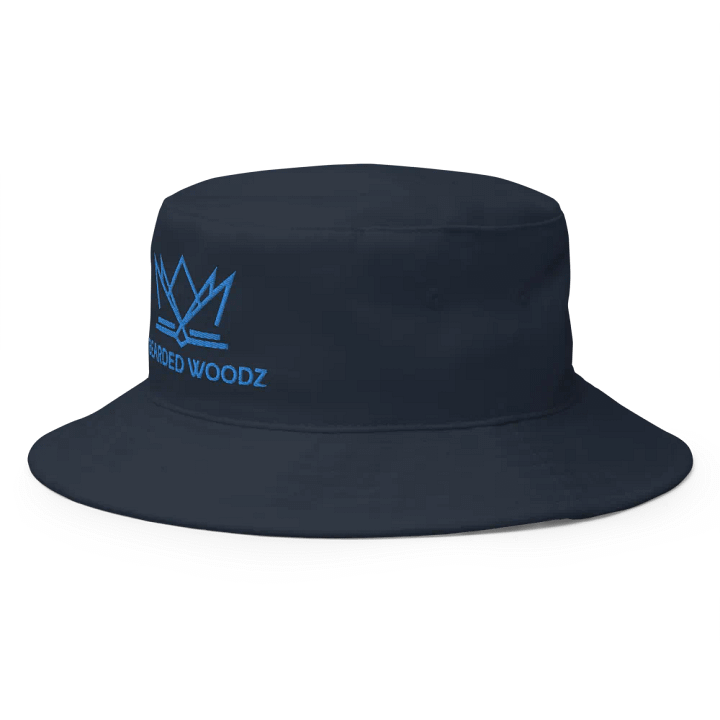 Bearded Woodz Navy Bucket Hat (Aqua/ Teal Embroidery) product image (2)
