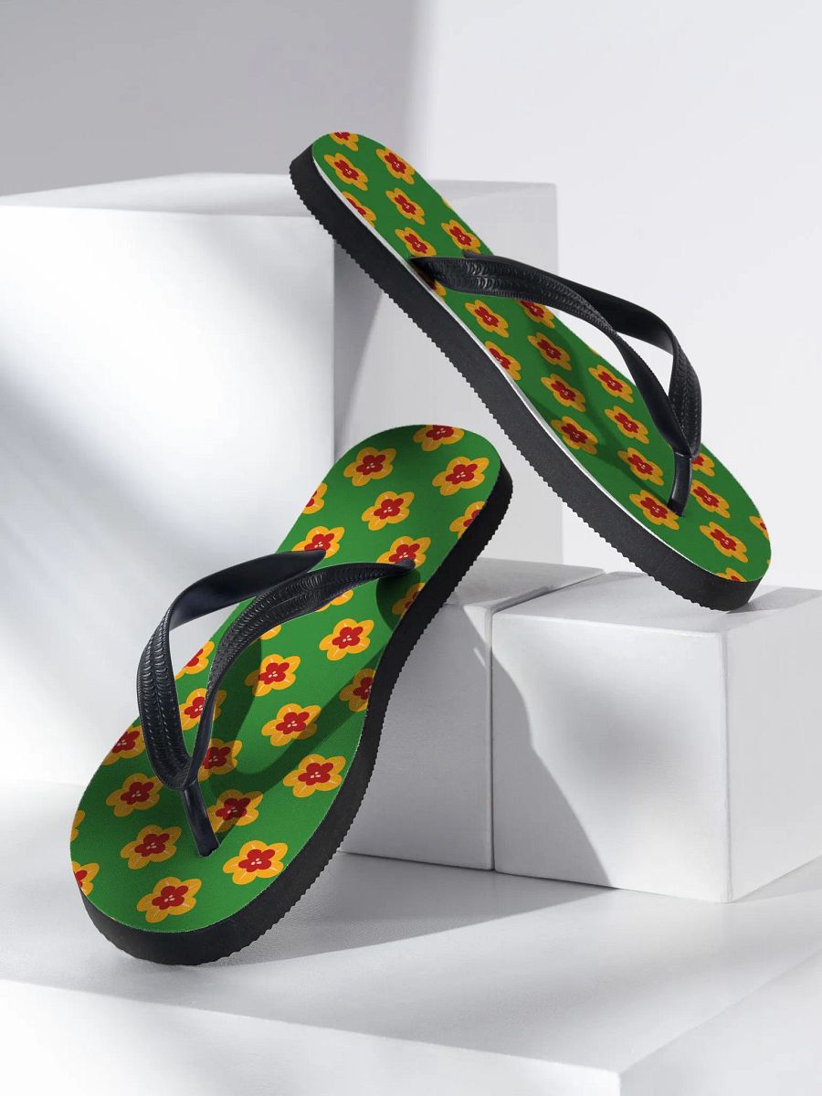 Flowers on Green Flip Flops product image (3)