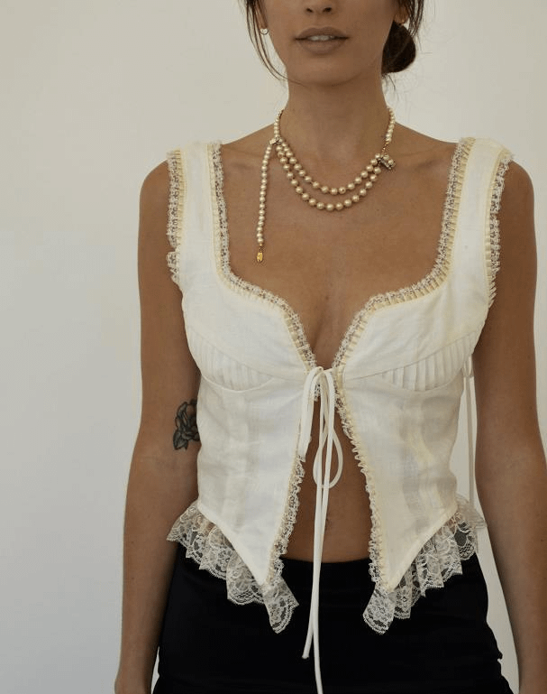 Summer New Fashion Solid Color Bamboo Lace Edge Strap Vest Cardigan product image (6)