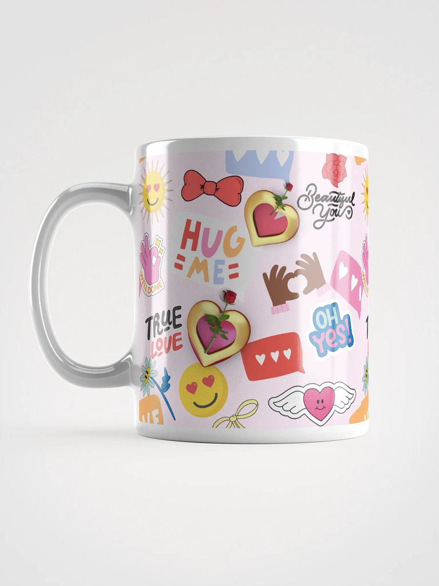 Cheerful Collage White Glossy Ceramic Coffee Mug with Handle, Reusable Coffee Drinkware product image (17)