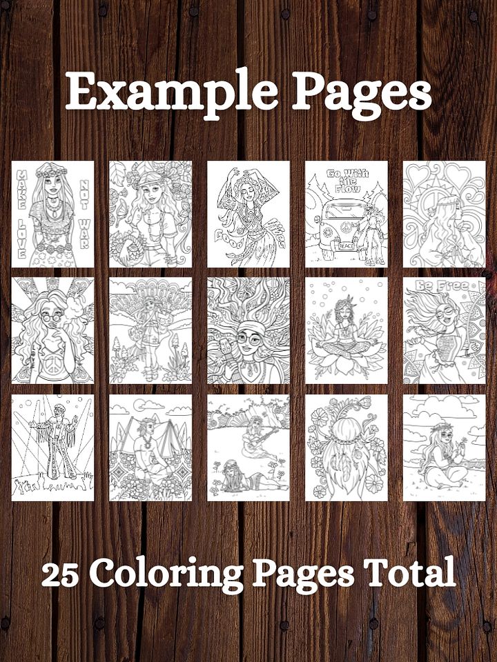 Hippies Printable Adult Coloring Pages product image (2)