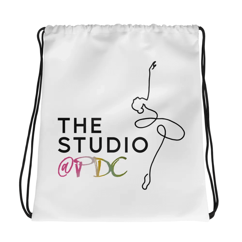 Drawstring Dance Bag | White with Studio Logo product image (1)