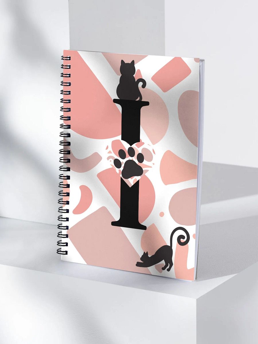 Monogram Letter I Cat Lover Geometric Pinks Notebook product image (4)