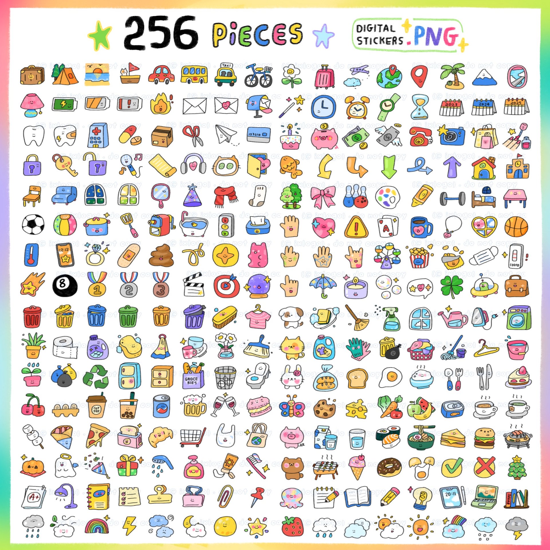 IXLOGO | 256 pcs digital everyday stickers for planner and journals product image (2)