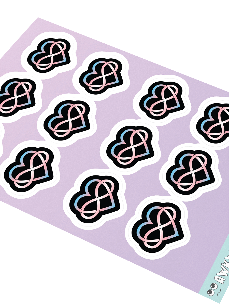 Trans Pride Gradient Polyamory Infinity Heart Sticker Sheet product image (2)