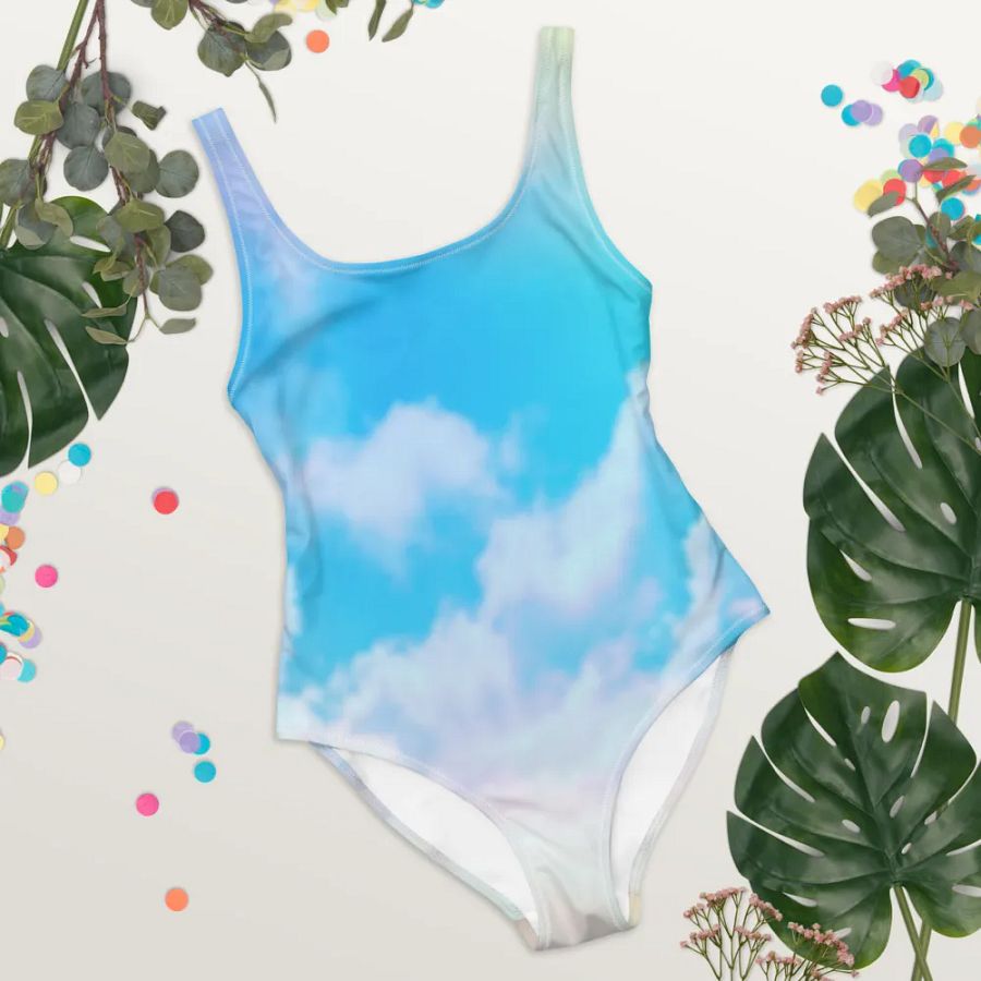 Blur Cloud Rainbow Design one piece Swimsuit - V6 product image (8)