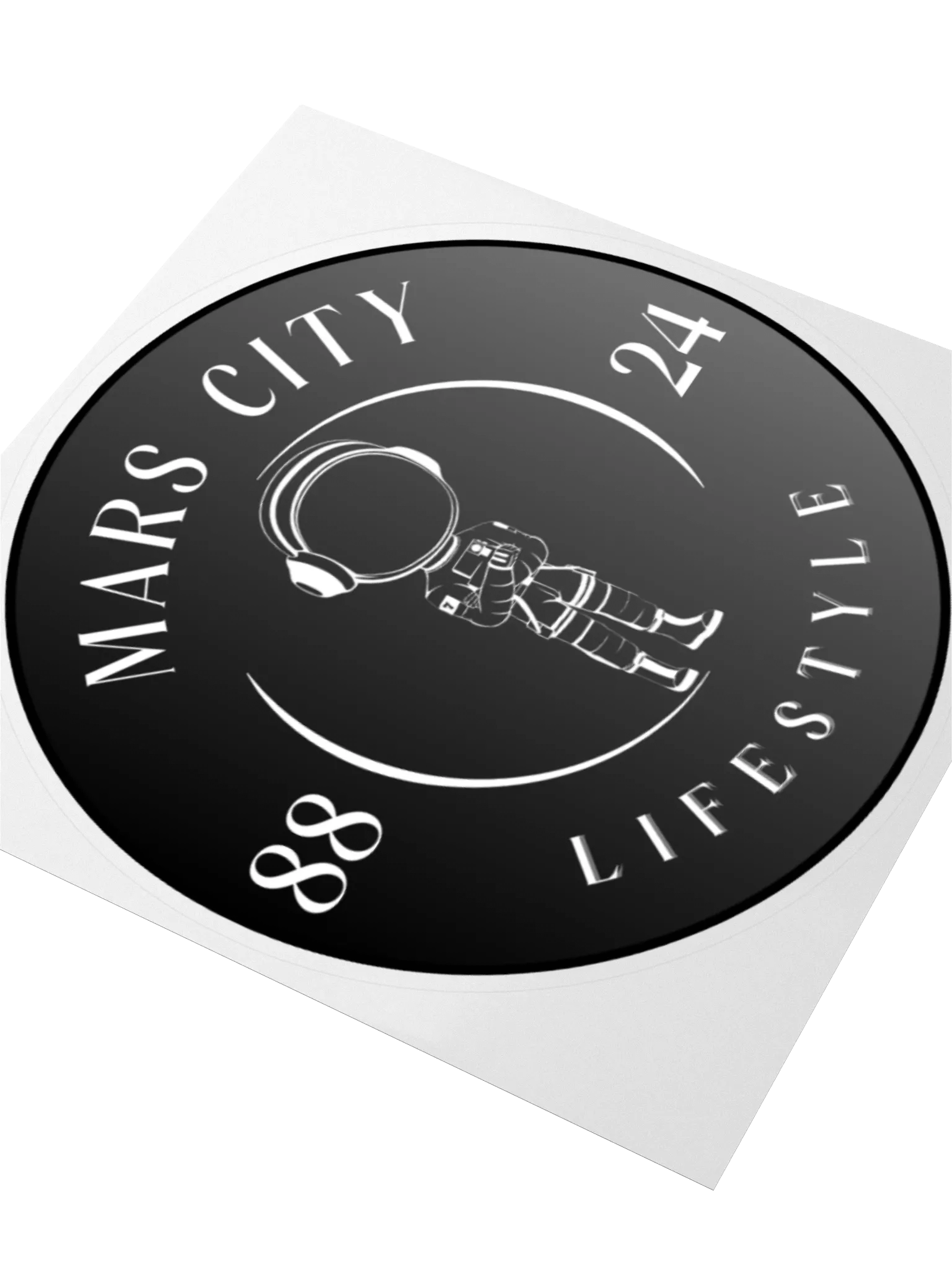 MARS CITY LIFESTYLE 8824 ASTRONAUT CIRCLE WITH BLACK BACKGROUND STICKER product image (3)