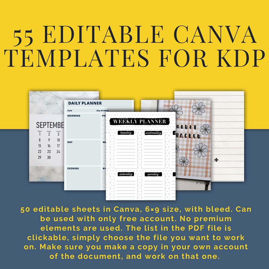 55 Editable Canva Templates 6x9 for KDP product image (1)