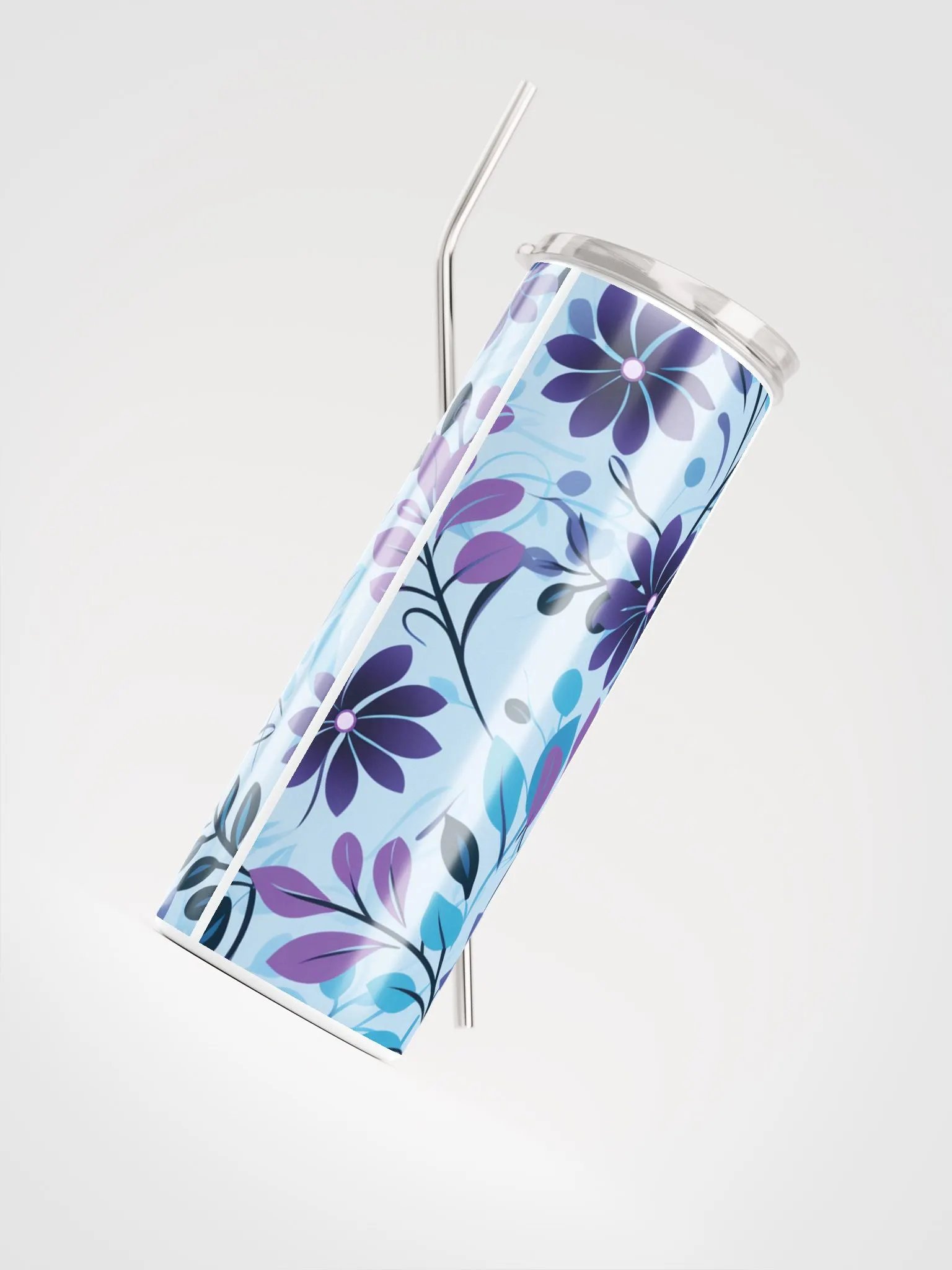 Pastel Purple Blue Tree Leaves Nature Stainless Steel Insulated Tumbler product image (4)