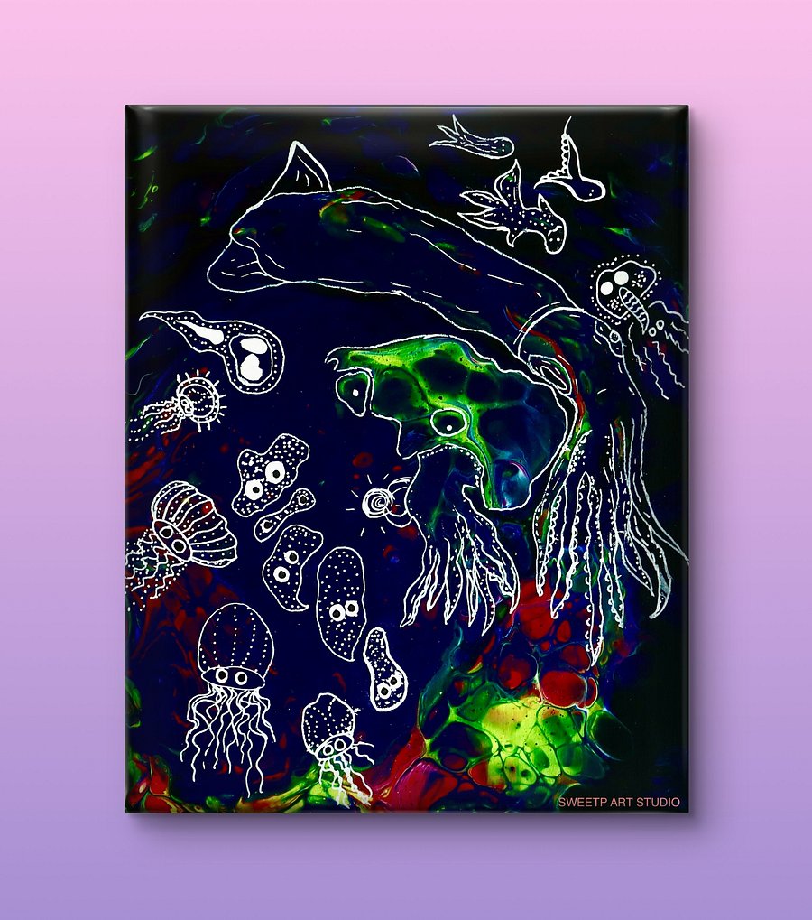 Orb of Sea Creatures | Original Canvas Painting product image (1)