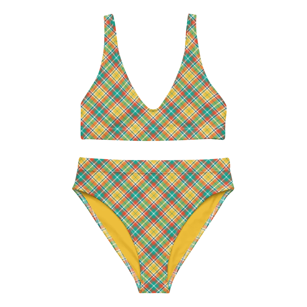 Yellow and Seafoam Green Plaid Bikini product image (2)