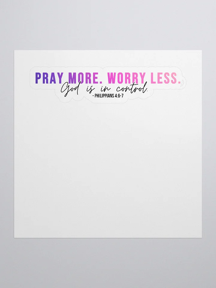 Pray More Worry Less 1.0 Sticker - Pink Gradient Text product image (1)