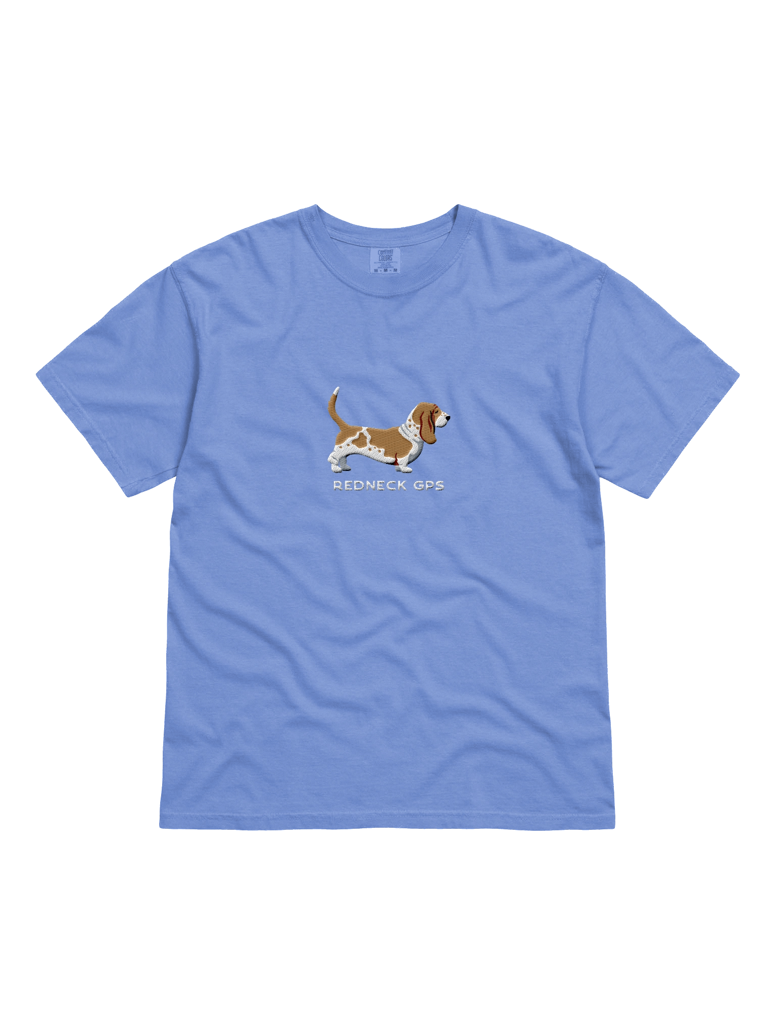 Redneck GPS T-Shirt(Embroidered) of a Basset Hound(Brown & White) product image (31)