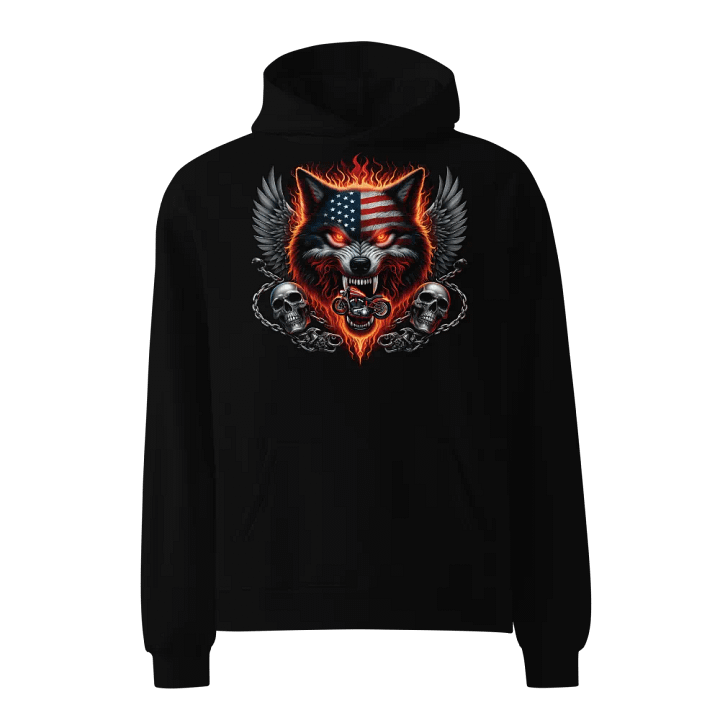 Patriotic Wolf Biker Oversized Hoodie #41 product image (1)
